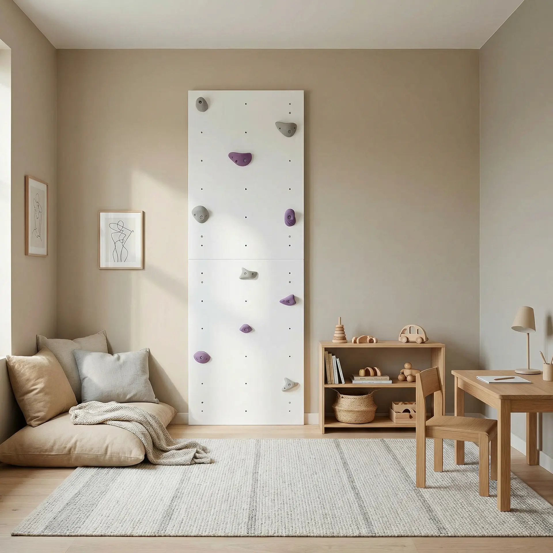 Kids Wooden Climbing Boulder Wall (10 Climbing Stones) - Image 2