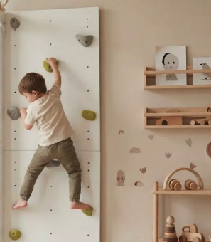 Kids Wooden Climbing Boulder Wall (10 Climbing Stones) - Image 3
