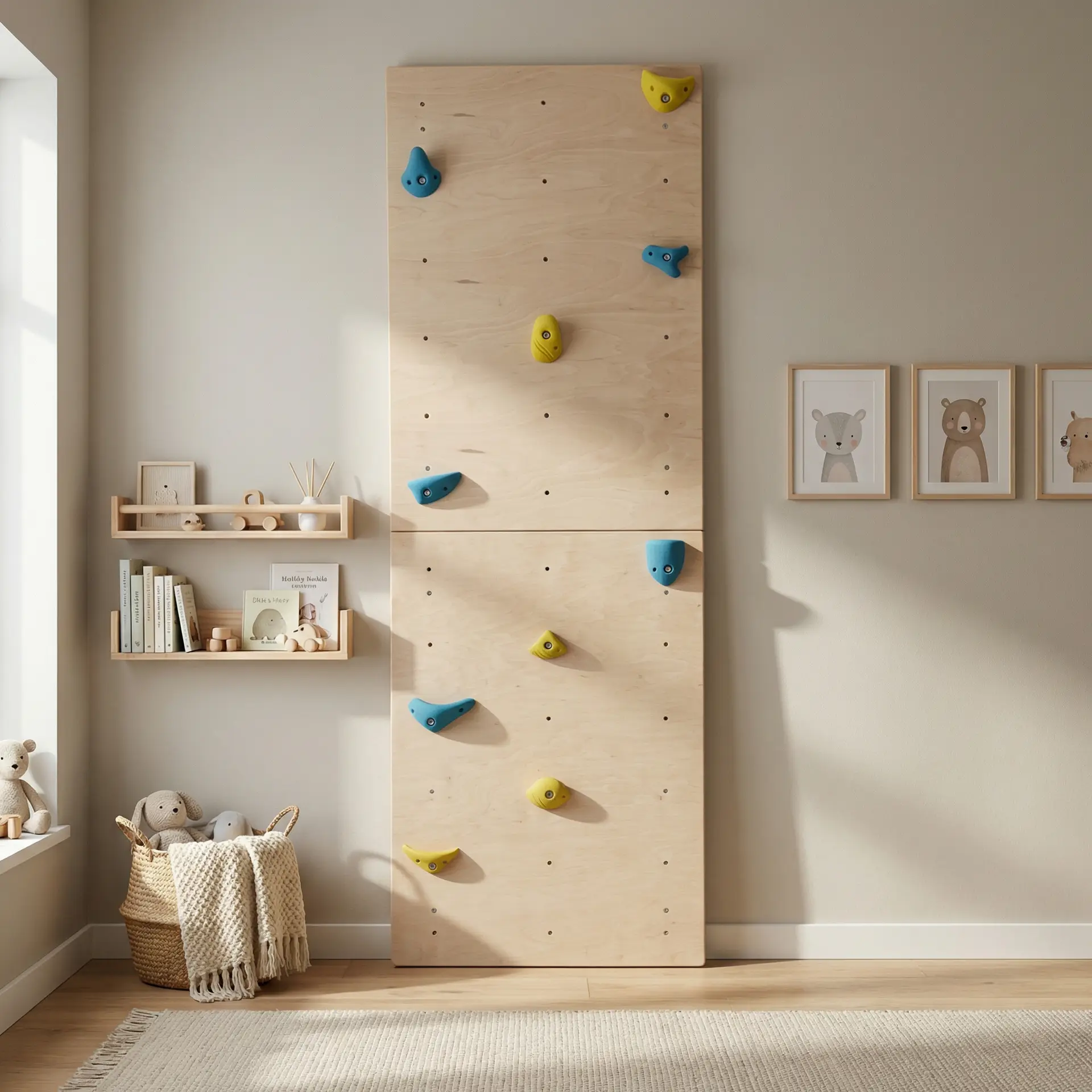 Kids Wooden Climbing Boulder Wall (10 Climbing Stones) - Image 1